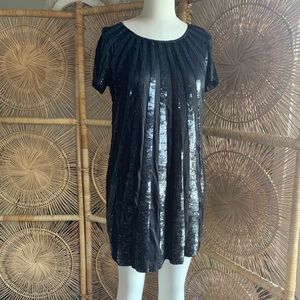 French Connection black sequin trapeze dress 8
